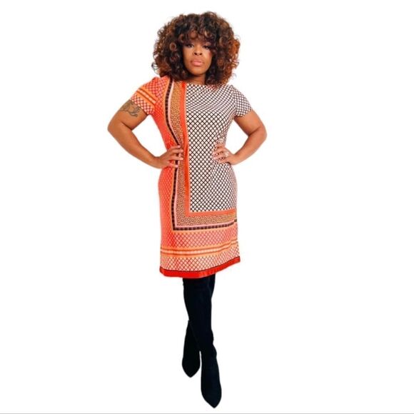 Musette Orange Design Allover Print Midi Dress NEW Women's Size 12 - Picture 6 of 10